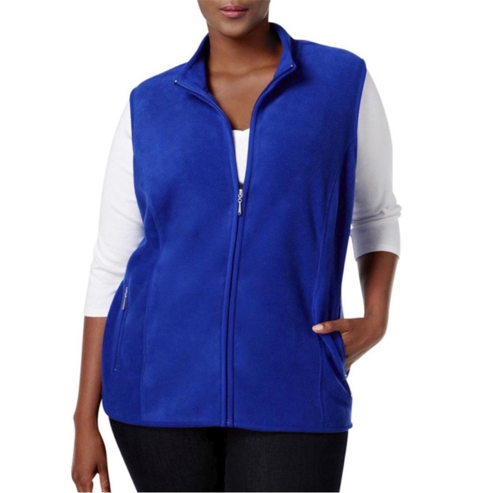 Karen Scott Sport Fleece blue Zipper Vest
